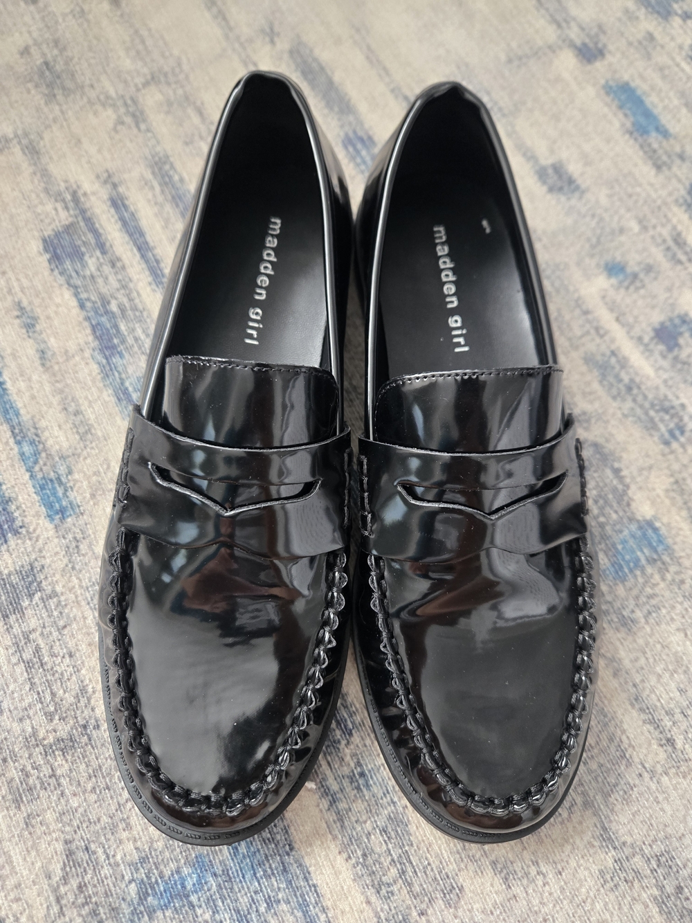 Madden Girl Black Patent Penny Loafers - Glossy Slip-On Flats